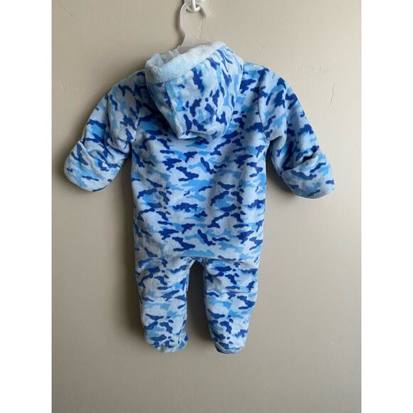 Small Wonders 6-9m Baby Boy Camo Zip Up Fleece Hooded One Piece Snowsuit - Picture 2 of 5